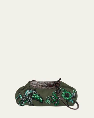 Dries Van Noten Medium Beaded Cotton Clutch Bag