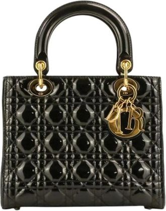 Dior Pre-owned Lady Dior Patent Leather Handbag - Dames - Vintage Handtas - Zwart - ONE Size - Leer - Vintage