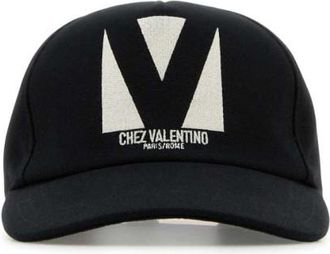Valentino Garavani Black Embroidered Logo Baseball Hat