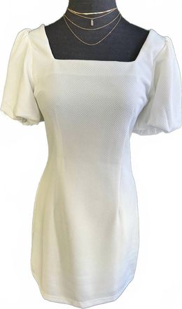 She + Sky Womens Puff Sleeve Knit Mini Dress In White