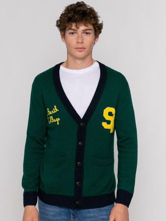 MC2 Saint Barth Knitted Cardigan With Patch And St. Barth College Embroidery
