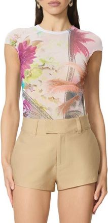 AFRM Nina Crewneck Mesh T-Shirt in Vacation Tropic at Nordstrom, Size X-Large