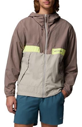 Columbia Spire Valley Water Repellent Windbreaker in Iron/Flint Grey/Neon Light at Nordstrom, Size Xx-Large