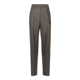 Saint Laurent Suit Trousers, male, Gray, Size: L High Waist Wool Trousers Grey Carrot Fit