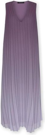 Elena Miro Lange geplooide jurk - Dames - Feestkleedjes - Paars - M - Polyester - Kleedjes