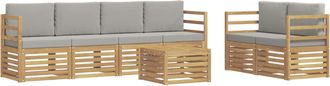 vidaXL Conjunto De Sof&aacute;s De Exterior 7 Uds. Blanco Y Gris Claro Vidaxl