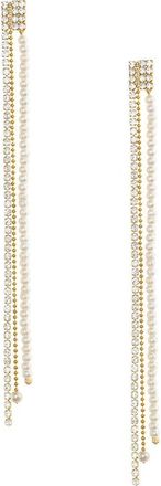 Ettika Pearl & Crystal Linear Drop Earrings in Gold at Nordstrom