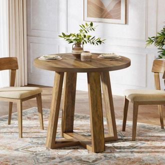 Tribesigns Tribesigns Round Dining Table, 80cm Farmhouse Kitchen Table for 2-4 People, Wooden Circle Coffee Dining Room Tables for Small Spaces, Dining Room