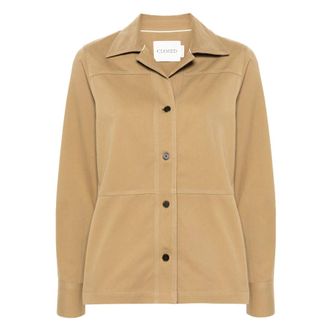Closed Jassen, Dames, Beige, S, Katoen, Panelled Twill Shirt Jacket