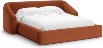 Cosmopolitan Design Cama con cabecero y ba&uacute;l 200x140cm tejido estructural ladrillo