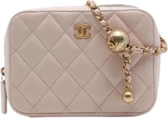 Chanel Pre-owned Quilted Crossbody Bag - Dames - Vintage Schoudertas - Beige - ONE Size - Leer - Vintage