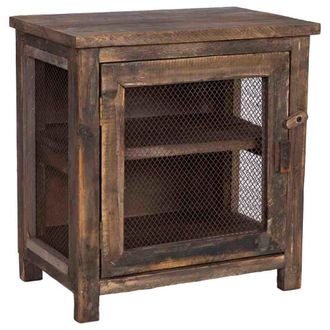 Wanderlust Deco Mesita de madera y cristal 38x24x40h cm