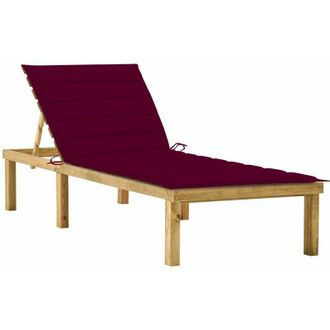 vidaXL Tumbona Con Coj&iacute;n Rojo Tinto Madera De Pino Impregnada Vidaxl