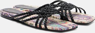 Etro Canvas-trimmed printed leather slides