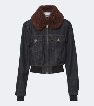 Ganni Cropped denim blouson jacket