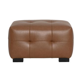 Miliboo Pouf Poggiapiedi Design In Pelle Marrone Corto
