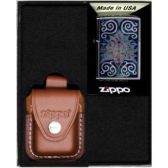 OEM Encendedor Zippo Con Dise&ntilde;o De Flor De Loto, Set De Regalo N.&ordm; 4