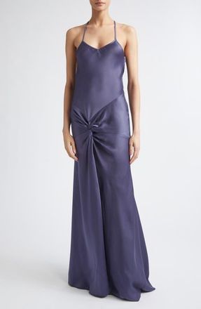 Victoria Beckham Draped Satin Camisole Gown in Eclipse at Nordstrom, Size 2 Us