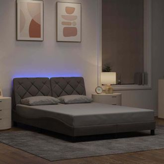 vidaXL Estructura De Cama Con Led Sin Colch&oacute;n Tela Gris Taupe 140x190 Cm Vidaxl