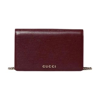 Gucci Tassen, Dames, Rood, ONE Size, Leer, Leren Chain Wallet Clutch