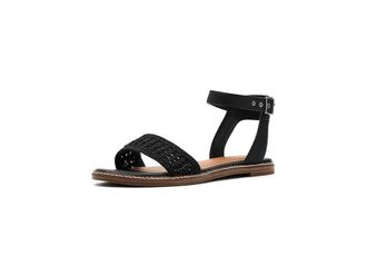 Lucky Brand Kimaya Ankle Strap Sandal Womens Sandals Black Crochet : 9.5 M, Synthetic
