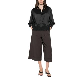 Ermanno Scervino Lace-Hem Shirt - female - Ermanno Scervino - Shirts - Black - XS - Blouses & Shirts
