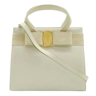 Ferragamo Pre-owned Handbags, female, Beige, Size: ONE SIZE Pre-owned Leather 2way Handbag