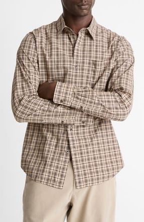 Vince Great Falls Plaid Cotton Button-Up Shirt in River Sand/Mission at Nordstrom Rack, Size Xx-Large