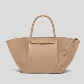 DeMellier The Midi New York in Dark Sand Small Grain Leather Shoulder bag