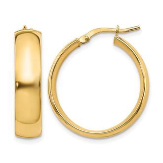 Diamond2Deal 14K Yellow Gold 6mm High Polished Round Hoop Earrings