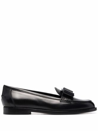 Ferragamo Vivaldo leather ballerina shoes - women - Calf Leather/Leather/Leather - 11.5C - Black