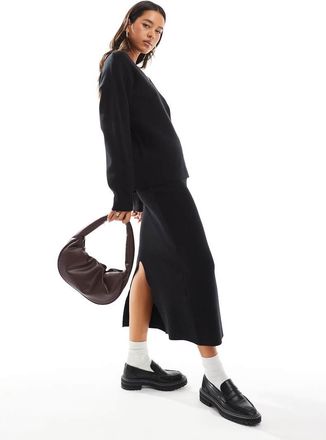 Object structured knit midi skirt in black - part of a set