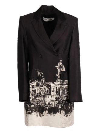 Shirtaporter double-breasted printed blazer dress - Nero
