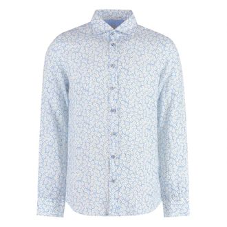 Bastoncino Overhemd van bedrukt katoen - Heren - Zakelijke Overhemden - Blauw - 4XL - Katoen - Overhemden