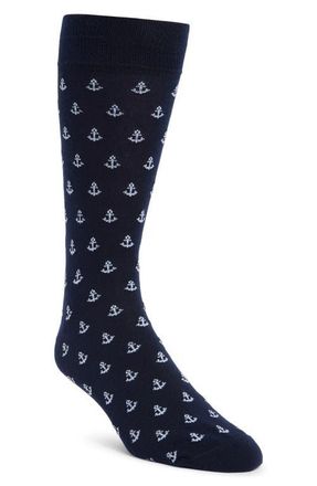 Nordstrom Anchor Cotton Blend Dress Socks in Navy at Nordstrom