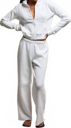 perfectwhitetee Inez Waffle Zip-Up Hoodie In White