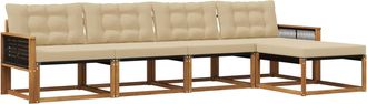 vidaXL Conjunto De Sof&aacute;s De Exterior 5 Uds. Natural Y Beige Vidaxl