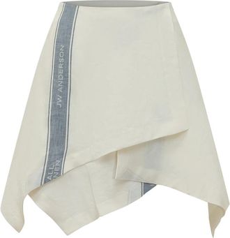 J.W.Anderson Panel Handkerchief Mini Rok - Dames - Korte rokken - Wit - 2XS - Linnen - Rokken