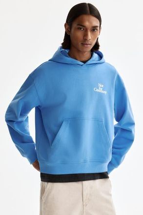 H&M Loose Fit Motif-detail Hoodie in Light Blue/not For Ceremony at Nordstrom, Size Xxx-Large