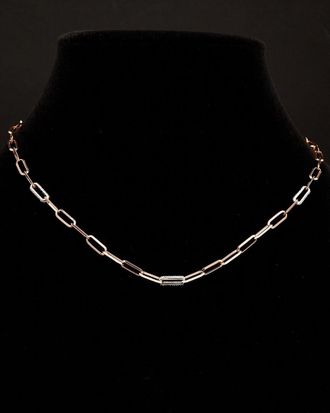 Meshmerise 18K Over Silver 0.18 Ct. Tw. Diamond Paperclip Necklace