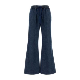 Valentino Garavani Wide Jeans, female, Blue, Size: M Pantalone Denim