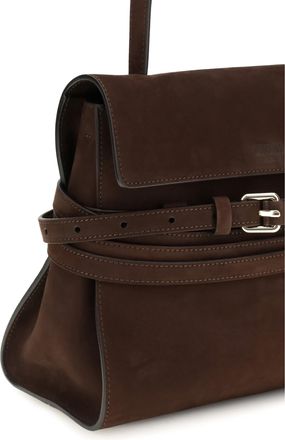 Moschino Womens Handbag Nubuck Chocolate Leather Shoulder Bags