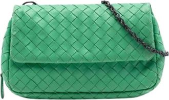 Bottega Veneta Pre-owned Woven Crossbody Bag - Dames - Vintage Schoudertas - Groen - ONE Size - Leer - Vintage