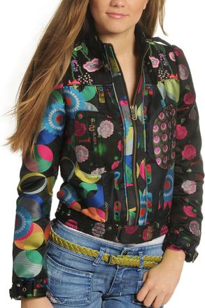 Desigual Acuarela Zipped Womens Jacket Black Size 16