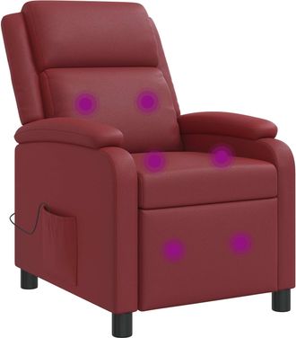 vidaXL Silla De Masajes Reclinable Rojo Vino Cuero Sint&eacute;tico Vidaxl