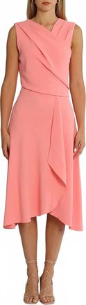 Reiss Marling Wrap Front Skirt V-Neck Midi Dress In Pink