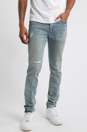 Purple Rip & Repair Skinny Jeans in Light Indigo at Nordstrom, Size 34