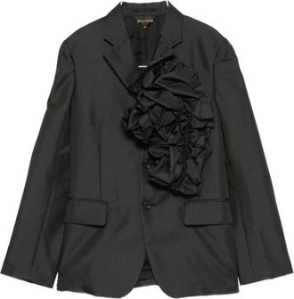 Comme Des Gar&ccedil;ons Ruffled Corsage Blazer - Dames - Jassen - Zwart - Maat: S Zijde