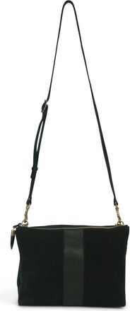 Kempton & Co. Harford Stripe Double Zip Crossbody Bag In Chocolate Suede
