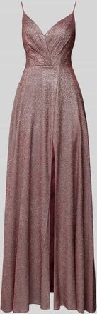 Luxuar Luxuar Schimmerndes Abendkleid mit Gehschlitz in Bordeaux, Größe 32